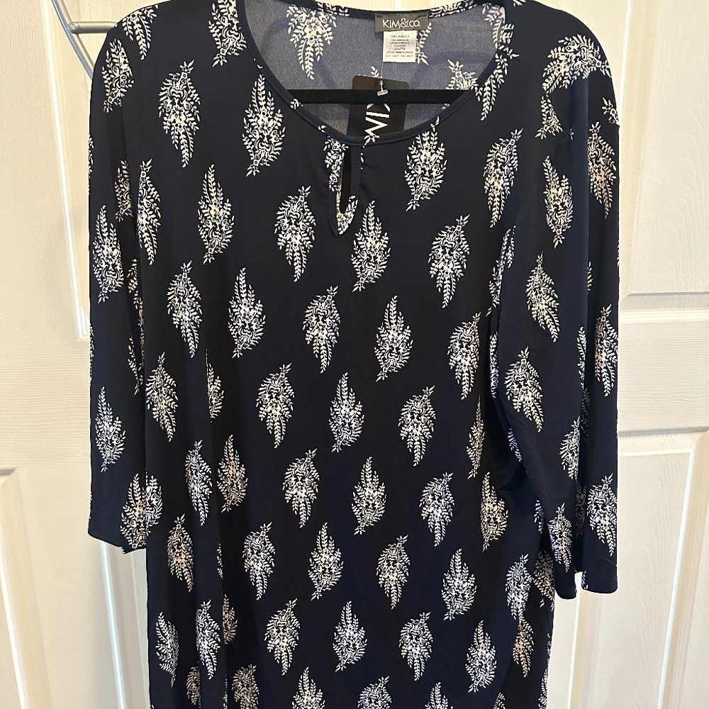 Kim & Co Brazil knit top NWT 3/4 sleeves